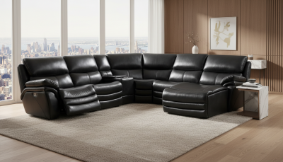 Clearance Living Room 2711 Sectional with 3 Electric Recliners DARK GREY