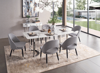 Dining Room Furniture Kitchen Tables and Chairs Sets 131 Silver Marble Dining
