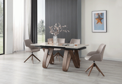 Dining Room Furniture Kitchen Tables and Chairs Sets 9086 Table with 1327 swivel Chairs