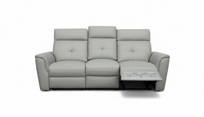 8501 Light Grey Sofa w/Manual Recliners