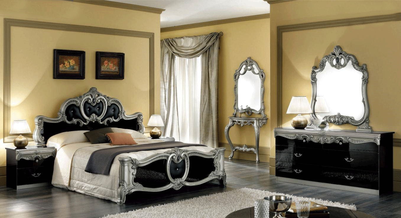 Bedroom Furniture Wardrobes Barocco Black/Silver Bedroom