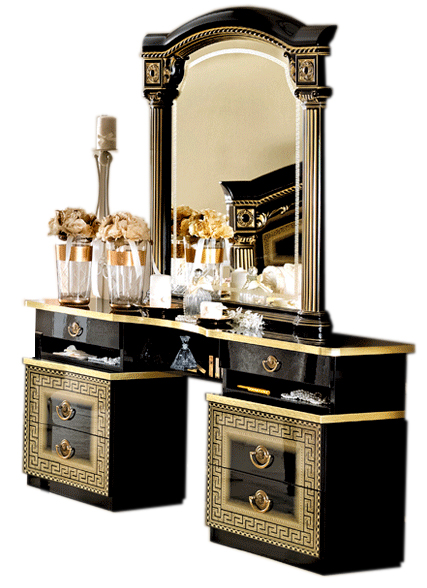 Bedroom Furniture Nightstands Aida Black/Gold Vanity dresser