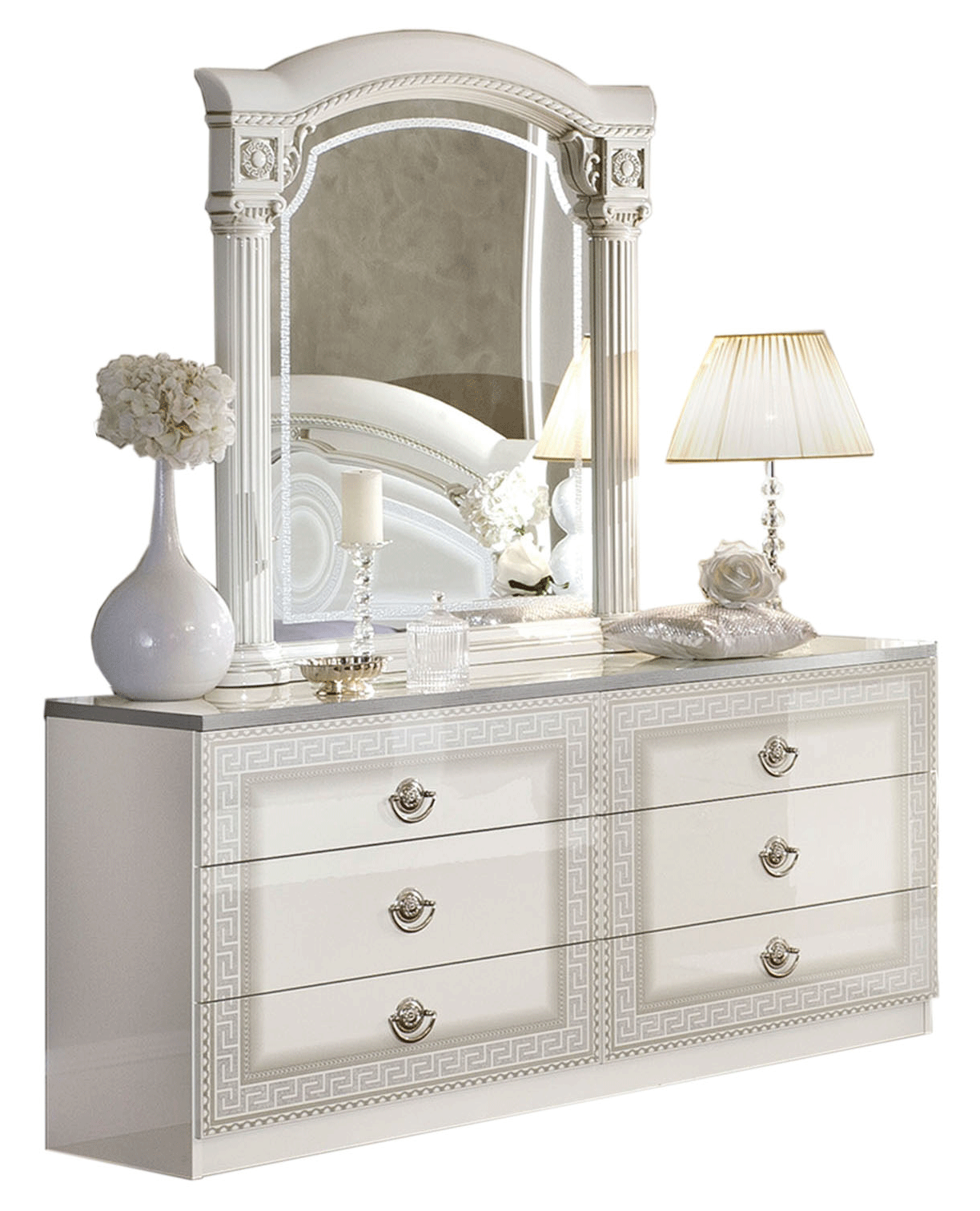 Brands Gamamobel Bedroom Sets, Spain Aida White Silver Dresser