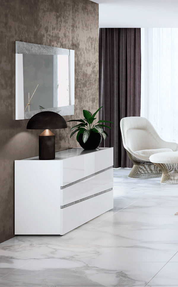 Bedroom Furniture Nightstands Alba Single Dresser w/Mirror