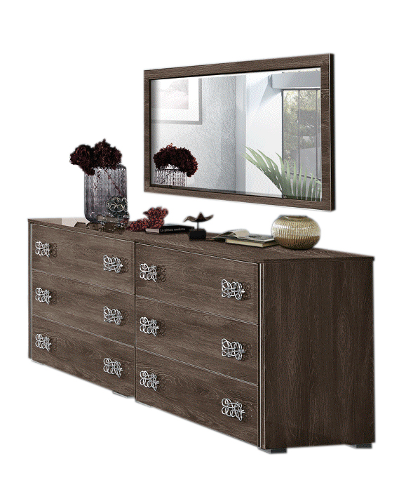 Bedroom Furniture Modern Bedrooms QS and KS Dover Brown Dresser/Mirror