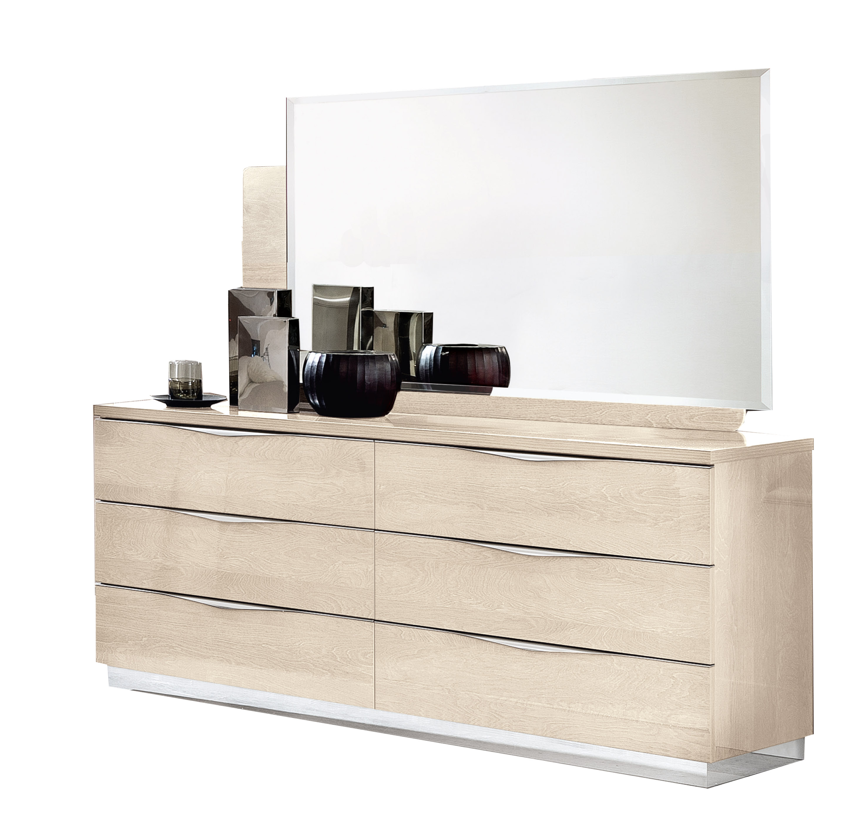 Bedroom Furniture Classic Bedrooms QS and KS Platinum LEGNO Double Dresser/Single Dresser/Mirror IVORY