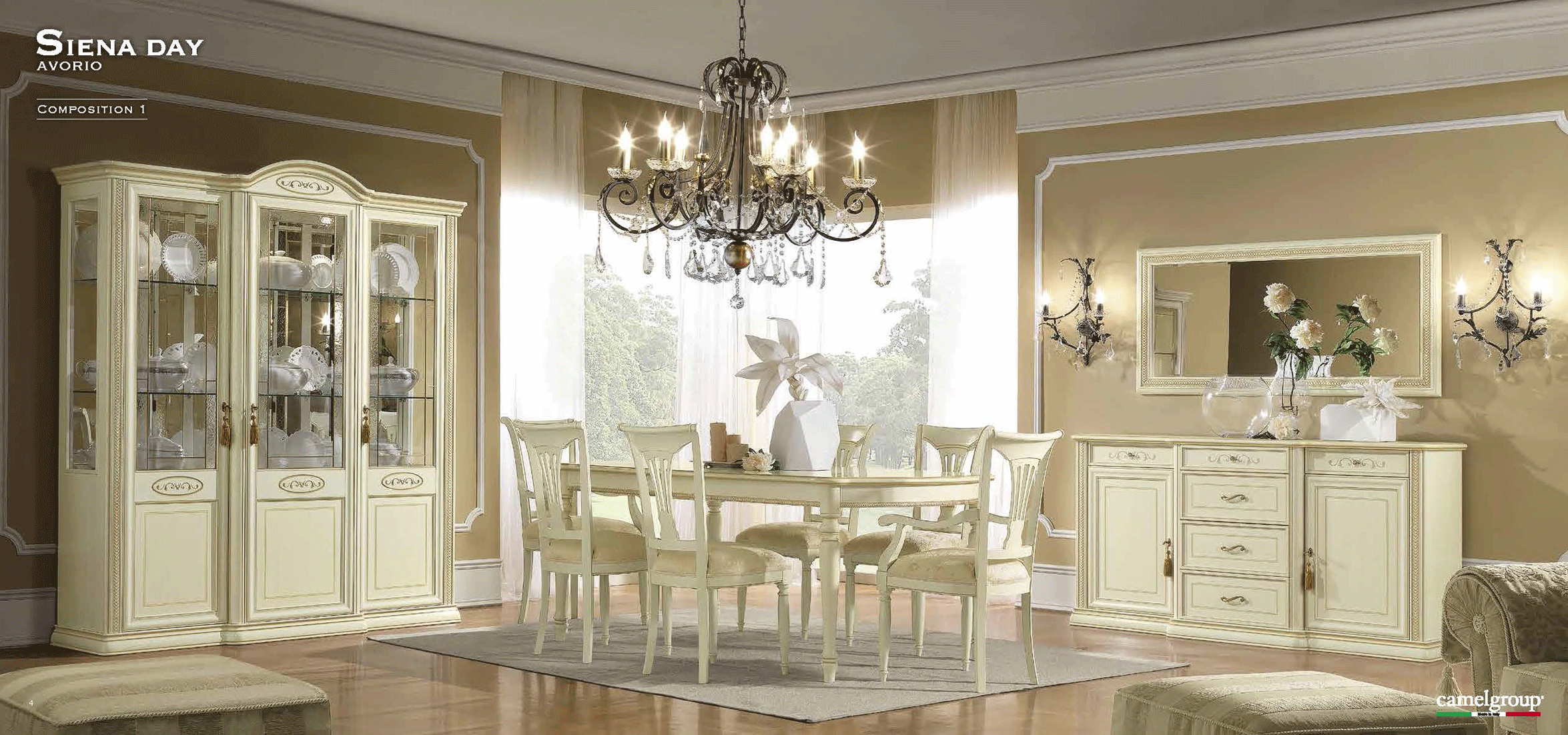 Dining Room Furniture Marble-Look Tables Siena Day Ivory