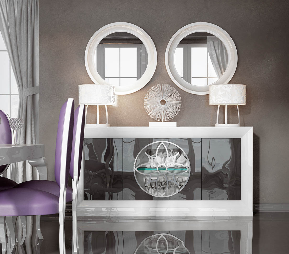 Brands Franco AZKARY II Chairs, SPAIN AII.26 Sideboard + 2 Mirrors