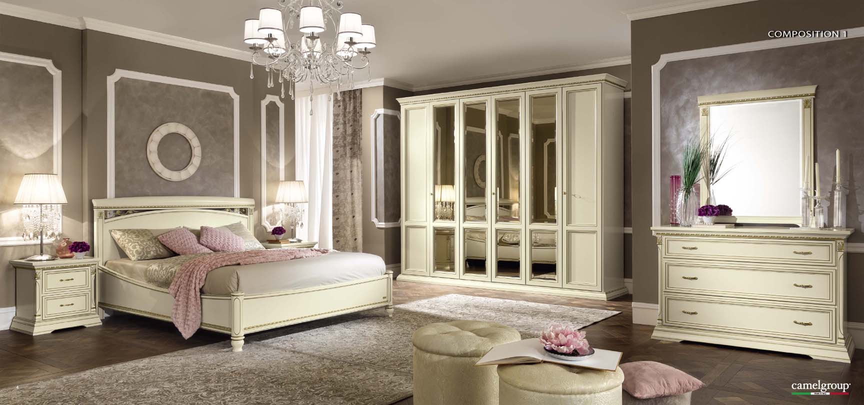 Bedroom Furniture Beds Treviso Night Composition 1 in White Ash