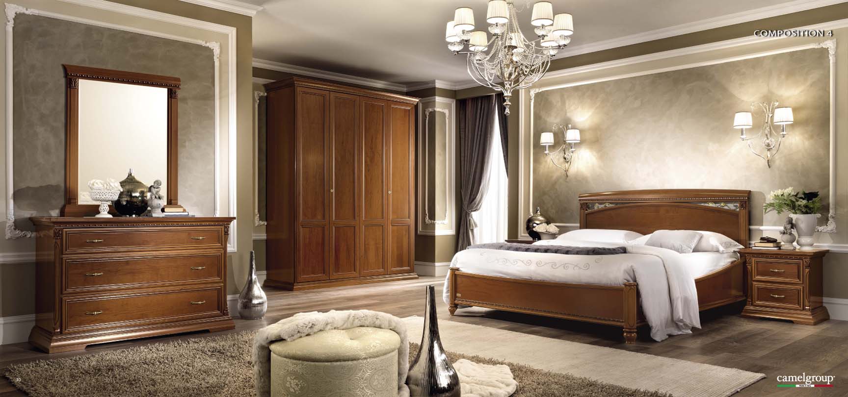 Bedroom Furniture Mirrors Treviso Night Composition 4 in Cherry