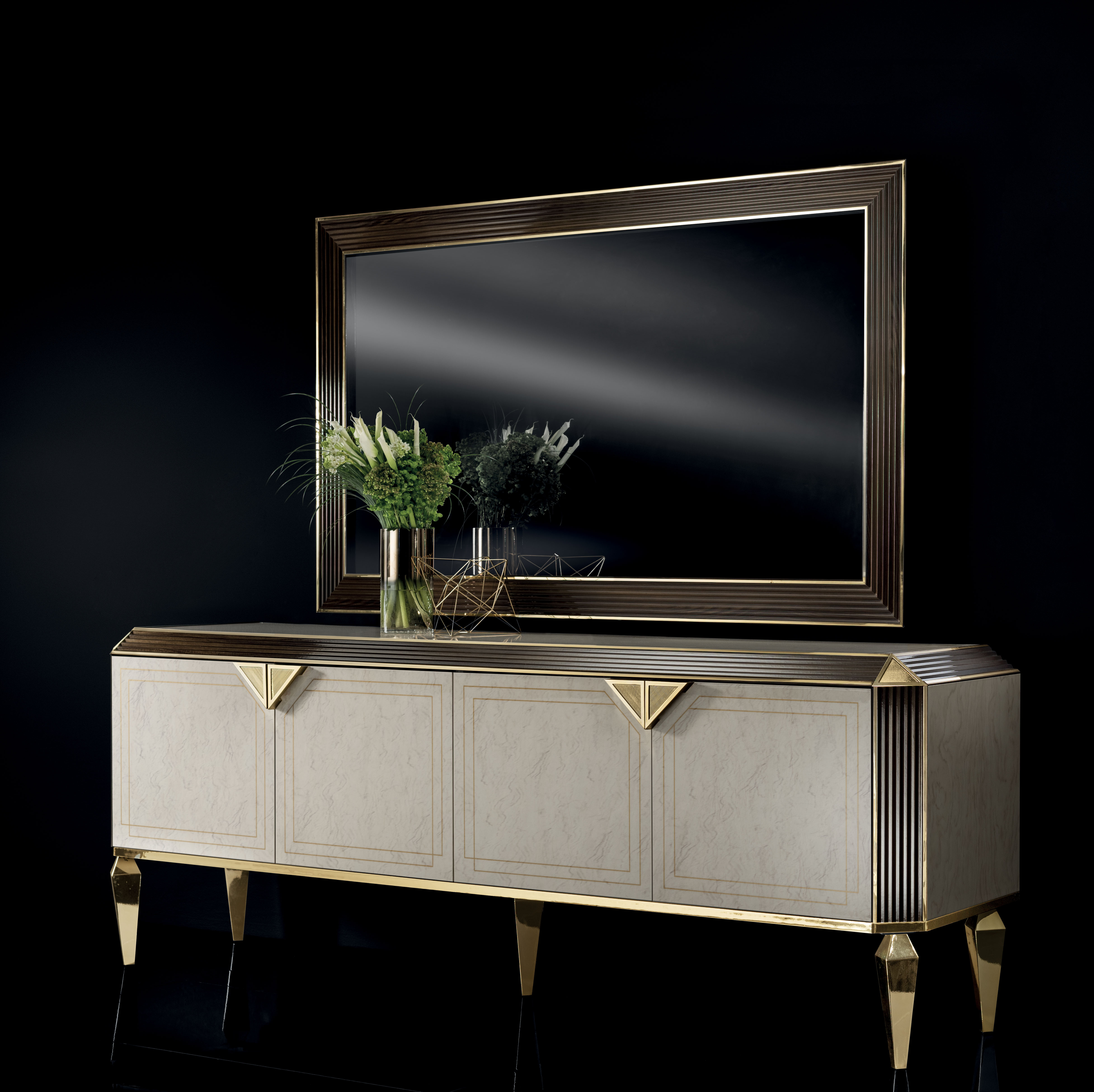 Brands Arredoclassic Living Room, Italy Diamante Buffet & Mirror by Arredoclassic