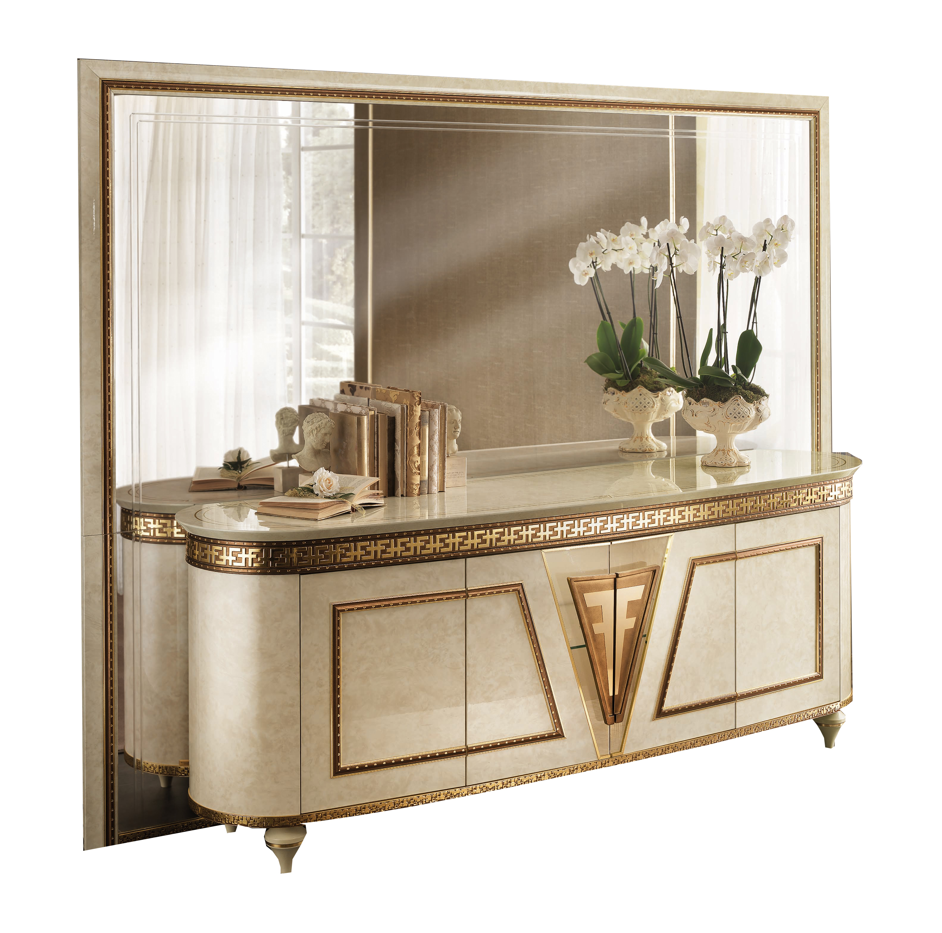 Wallunits Hallway Console tables and Mirrors Fantasia 4-Door Buffet & Large Mirror "mural" Art. 250by Arredoclassic