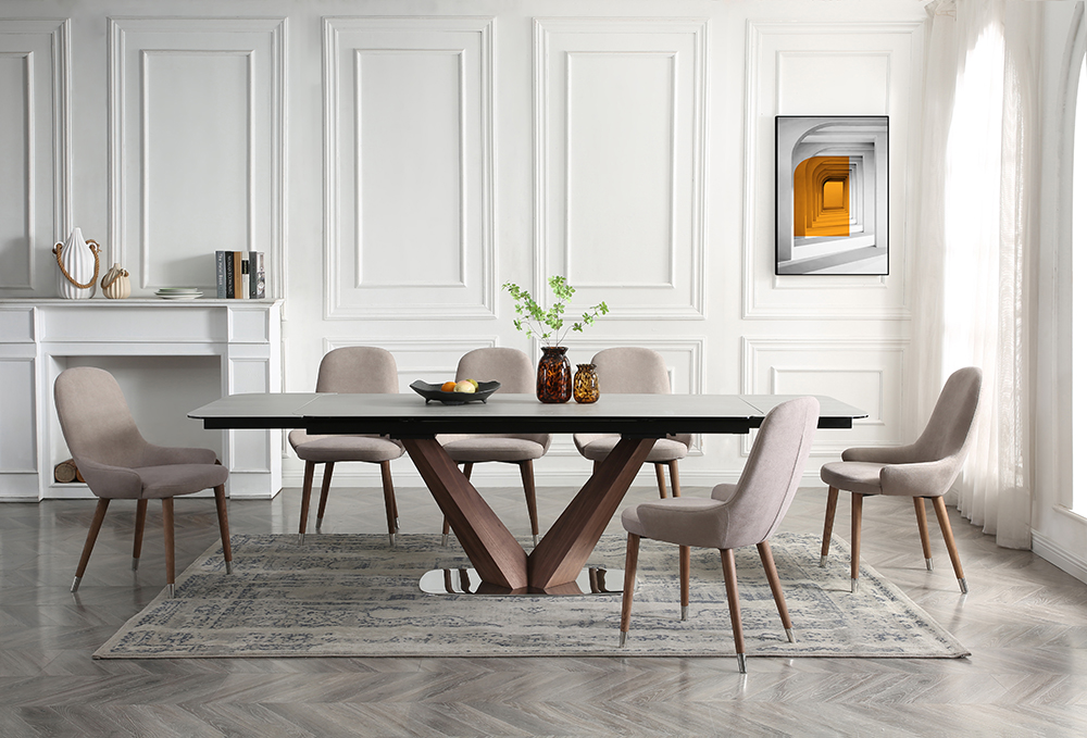 Dining Room Furniture Marble-Look Tables 9188 Table with 1287 chairs