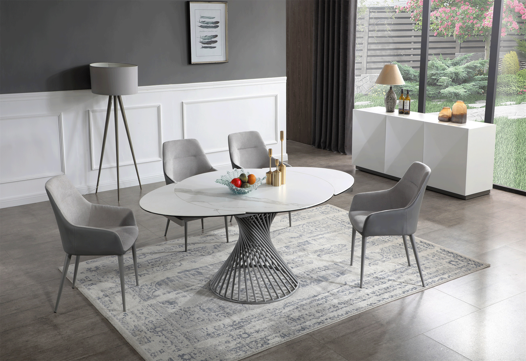 Dining Room Furniture Modern Dining Room Sets 9034 Dining Table with 1254 Chairs and 3012 buffet