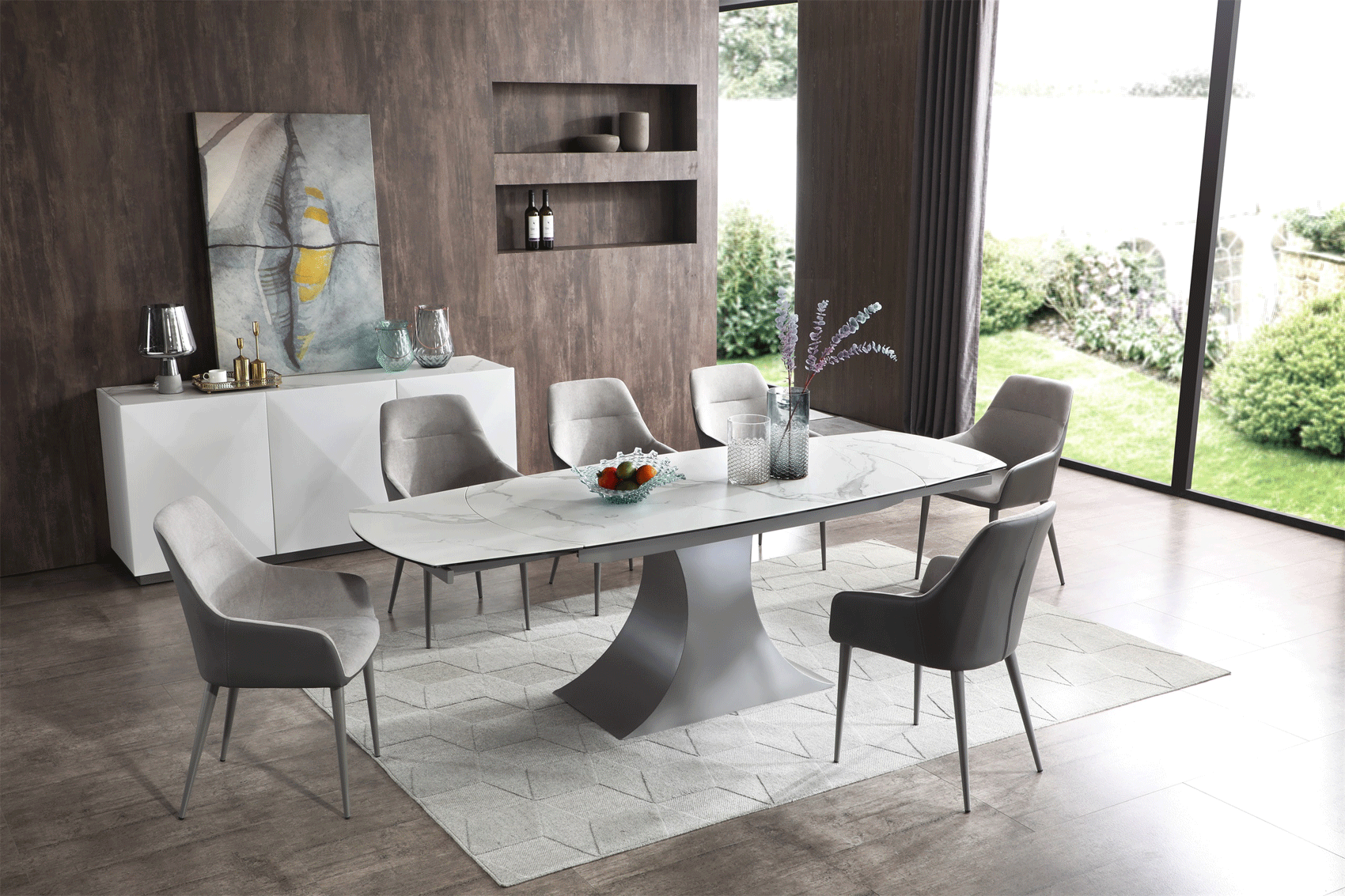 Wallunits Hallway Console tables and Mirrors 9035 Table with 1254 Chairs and 3012 buffet