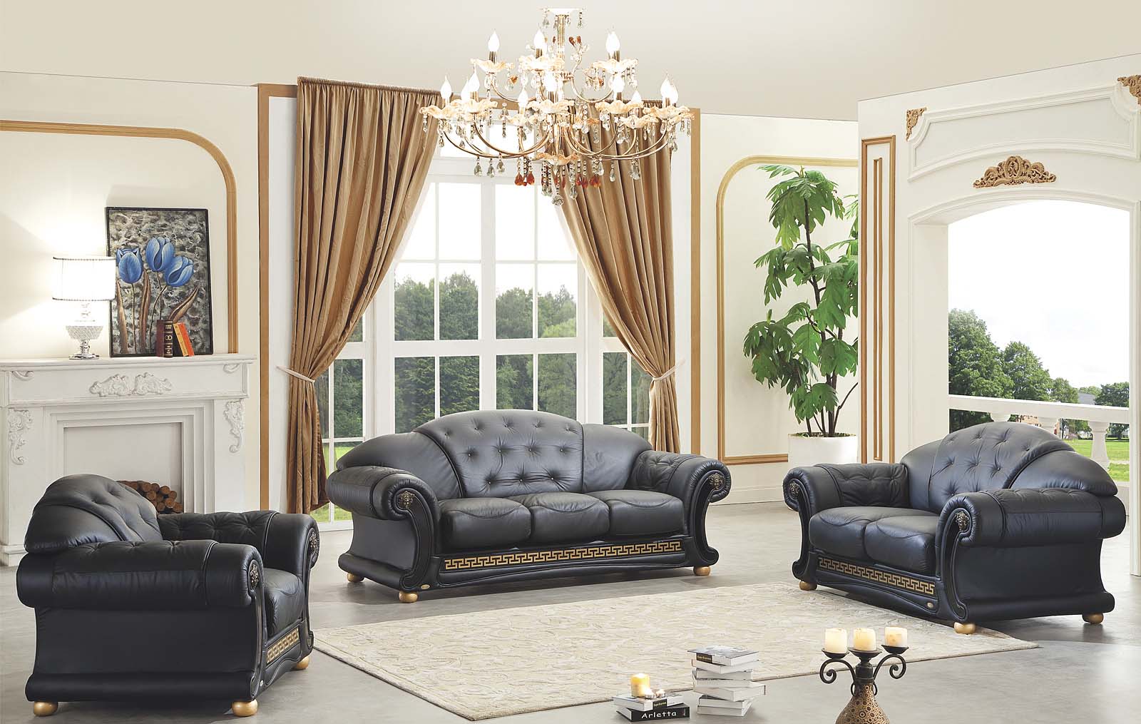 Living Room Furniture Sectionals with Sleepers Apolo Black