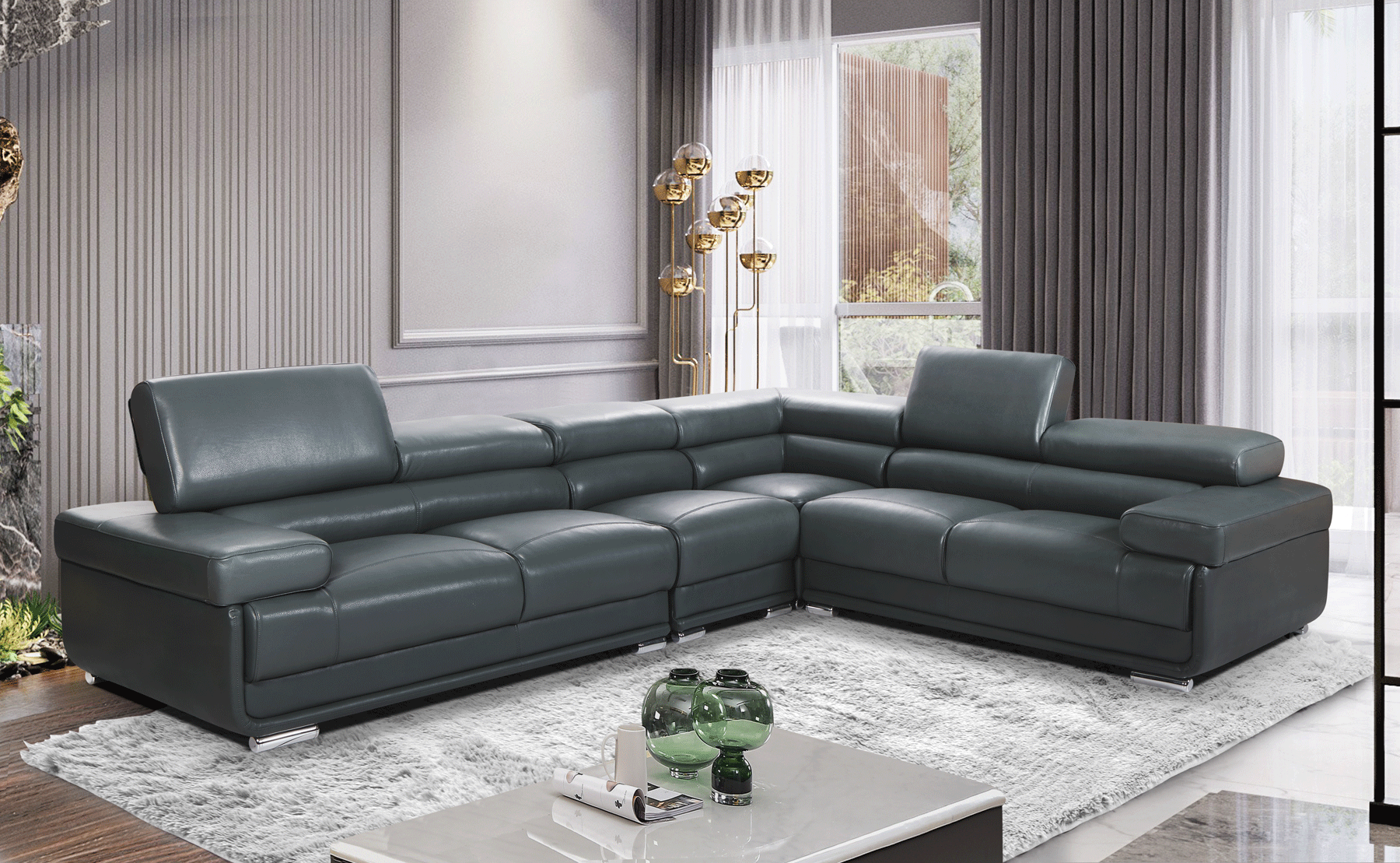 Living Room Furniture Sectionals with Sleepers 2119 Sectional Dark Grey