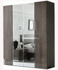Platinum 4 Door Wardrobe with 2 Mirrors SILVER BIRCH