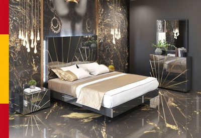 Bedroom Furniture Modern Bedrooms QS and KS Oro Black Bed with Frames