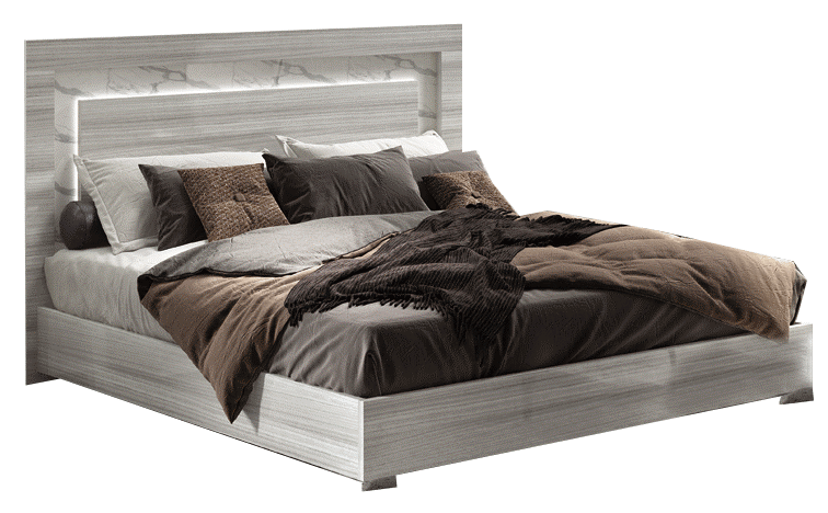 Bedroom Furniture Wardrobes Carrara Bed Grey w/Light