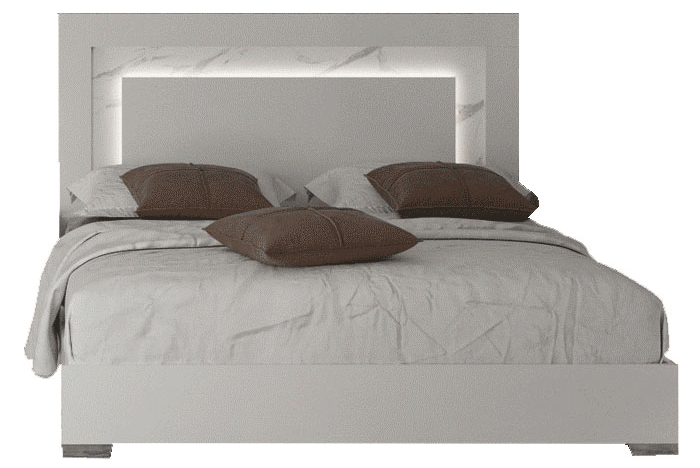 Bedroom Furniture Mattresses, Wooden Frames Carrara Bed White w/Light