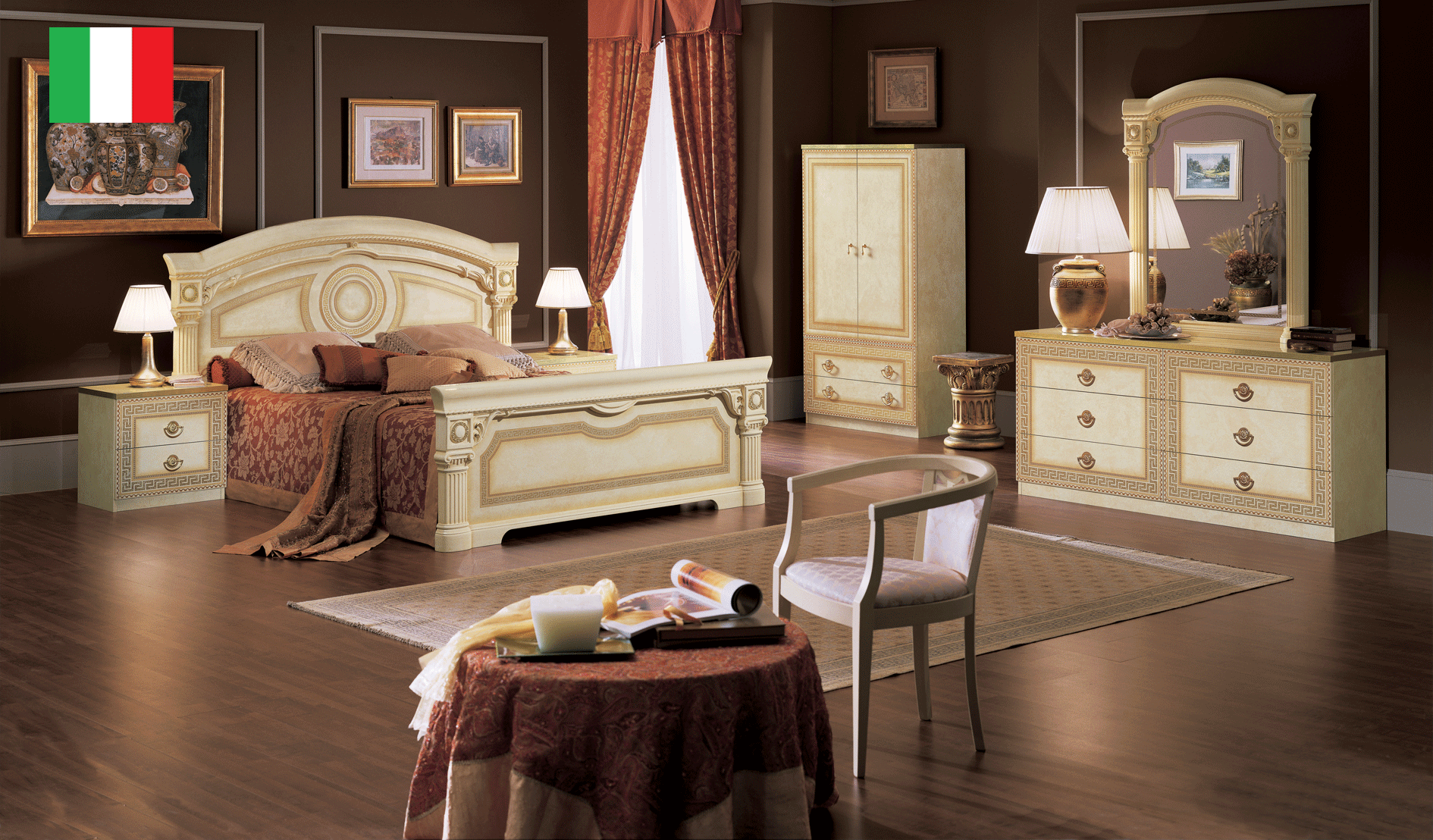 Brands Camel Classic Collection, Italy Aida Ivory Bedroom w/Gold, Camelgroup Italy
