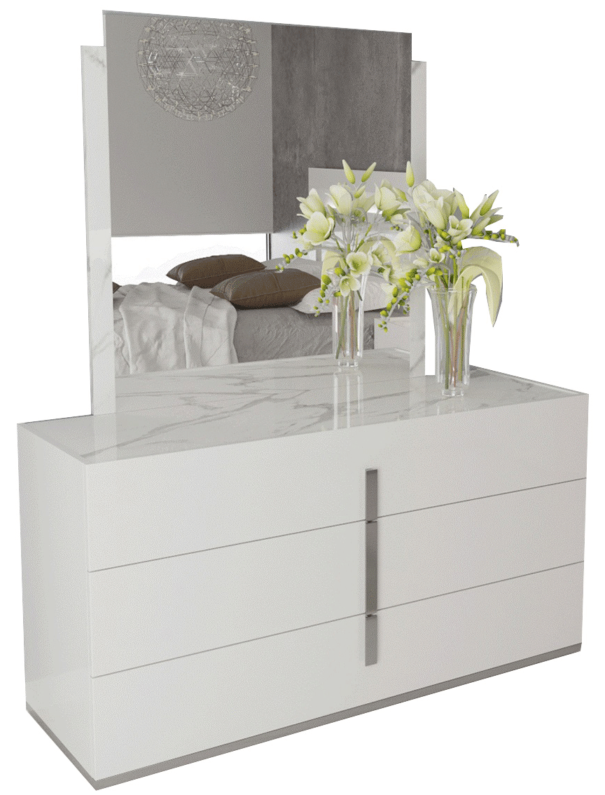 Brands Gamamobel Bedroom Sets, Spain Carrara White Dresser/Mirror
