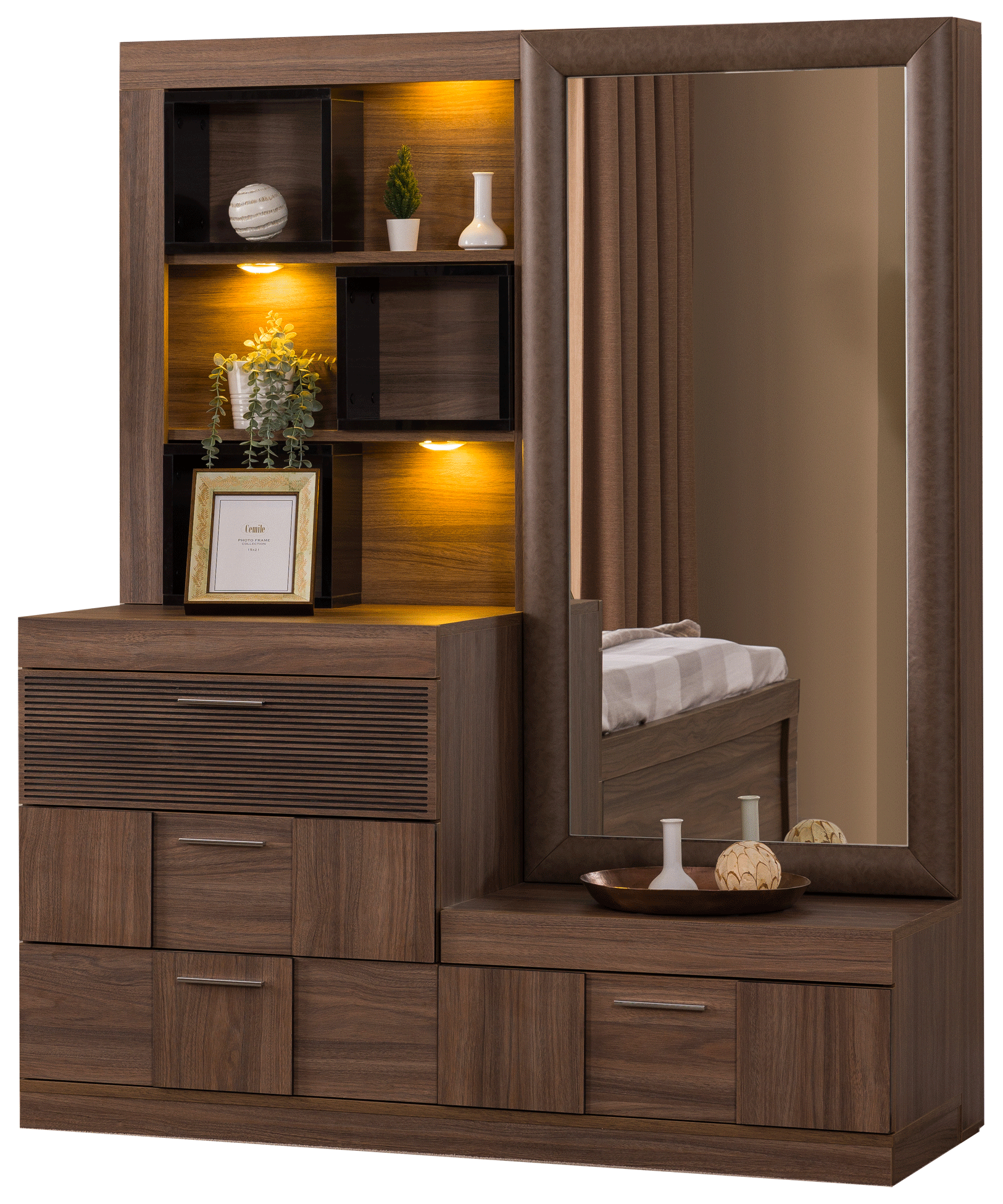 Bedroom Furniture Dressers and Chests Lindo dresser with mirror & Pouff