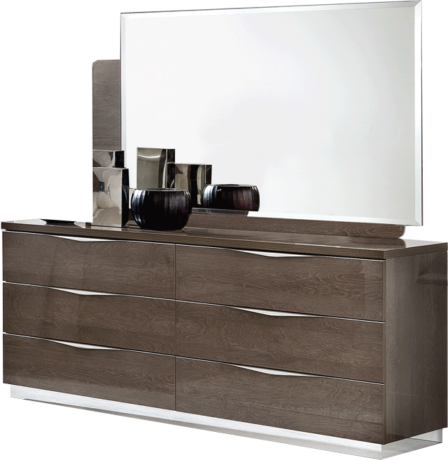Brands Gamamobel Bedroom Sets, Spain Platinum LEGNO Dressers & Mirror SILVER BIRCH