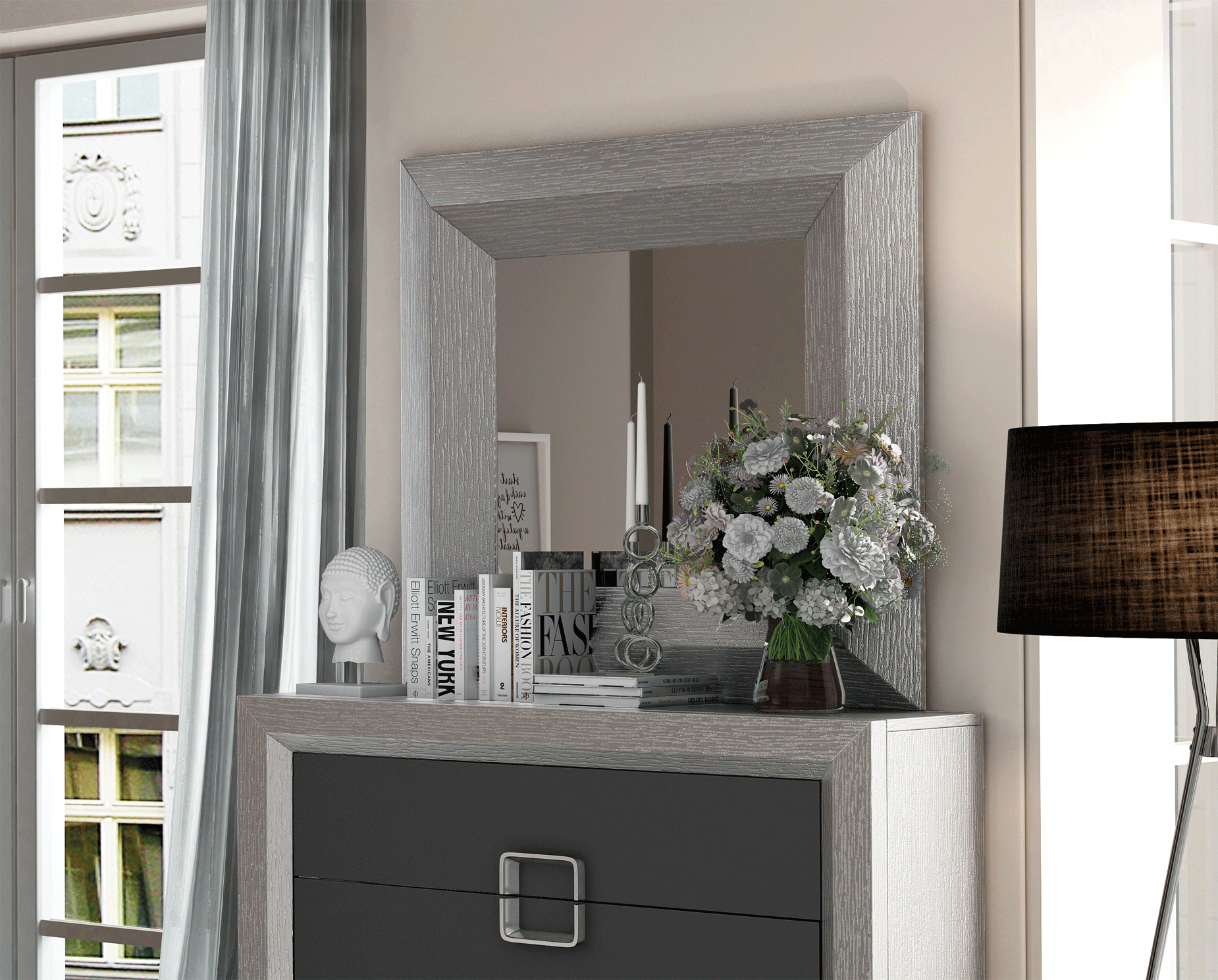 Brands Franco Furniture New BELLA Vanity Chest Enzo mirror for Single dresser