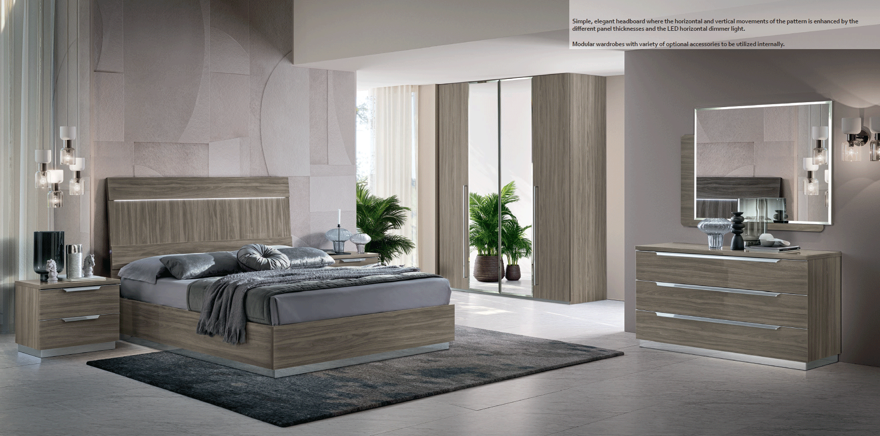 Bedroom Furniture Classic Bedrooms QS and KS Kroma Bedroom GREY Additional Items
