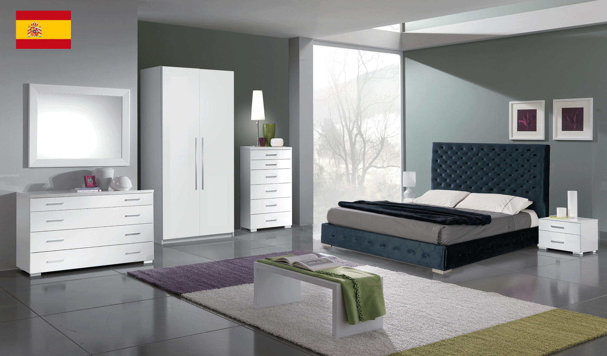 Bedroom Furniture Classic Bedrooms QS and KS Leonor Blue Bedroom w/storage, w/momo casing