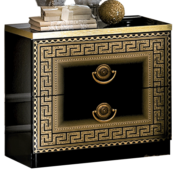 Clearance Bedroom Aida Black-Gold Nightstand