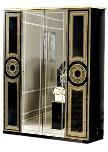 Brands Gamamobel Bedroom Sets, Spain Aida Black/Gold 4 Door Wardrobe