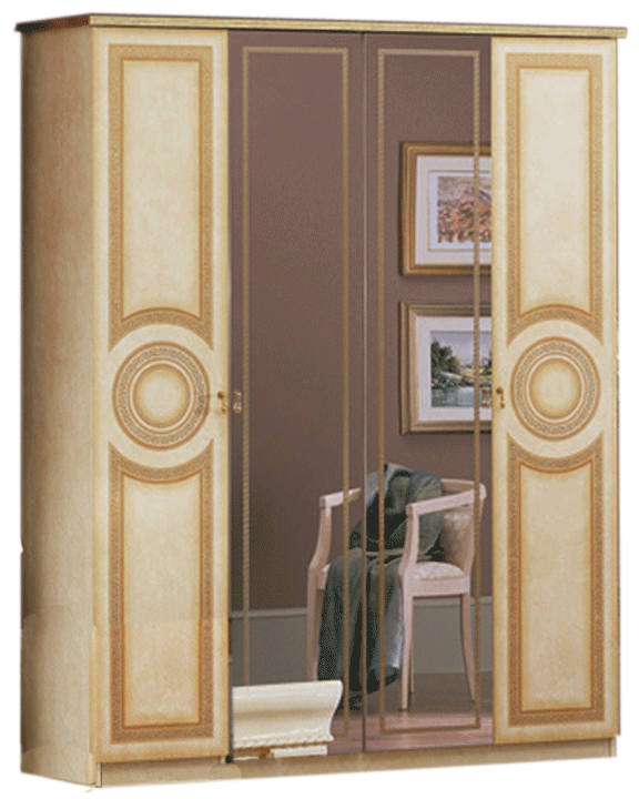 Bedroom Furniture Classic Bedrooms QS and KS Aida Ivory 4 Door Wardrobe