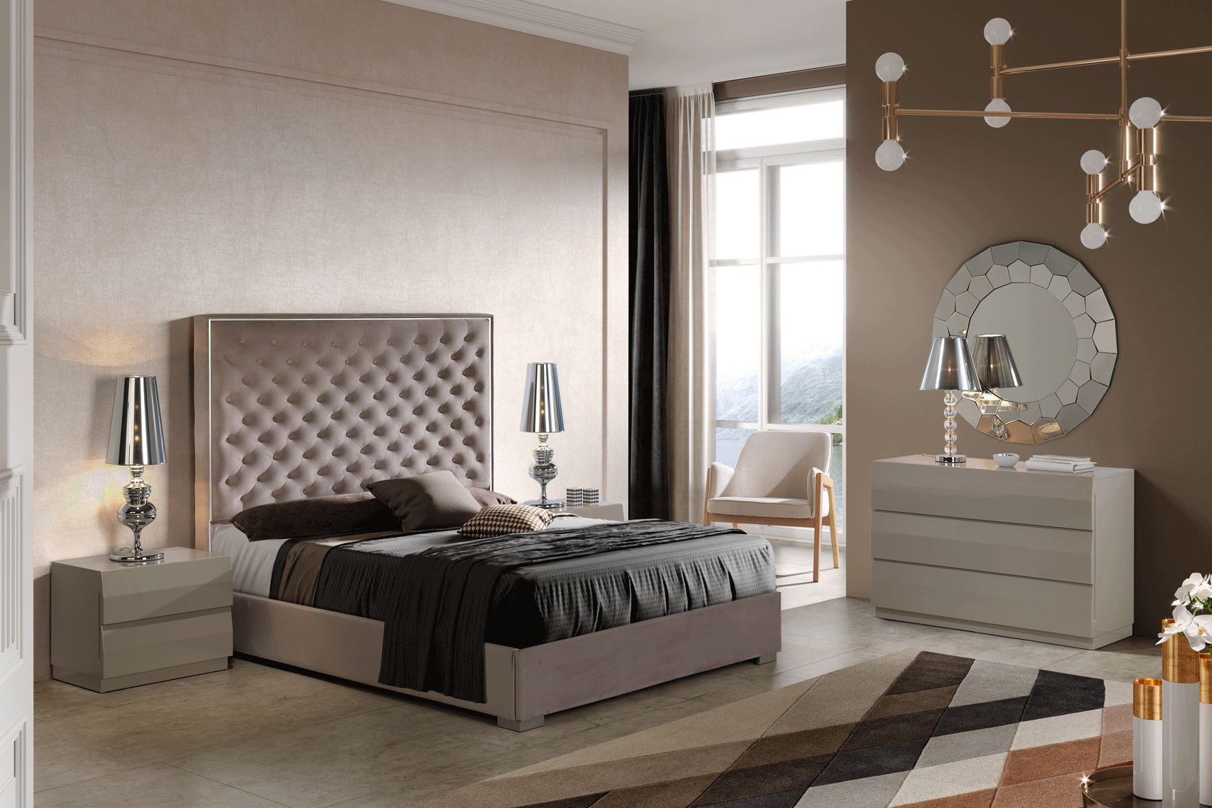 Bedroom Furniture Modern Bedrooms QS and KS 867 Melody Bed, M-152, C-152, E-413, LT-3130L-C1C