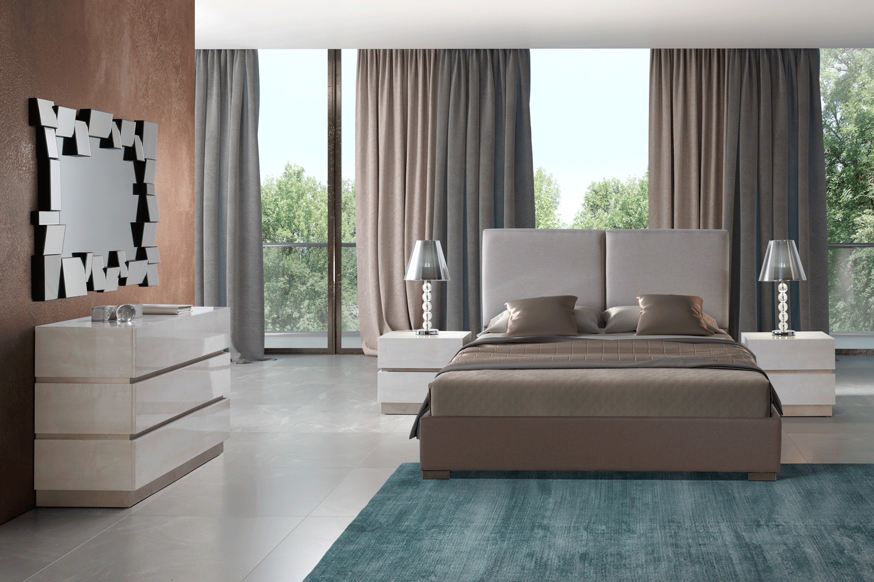 Bedroom Furniture Modern Bedrooms QS and KS 856 Lara Bed, M-151, C-151, E-108