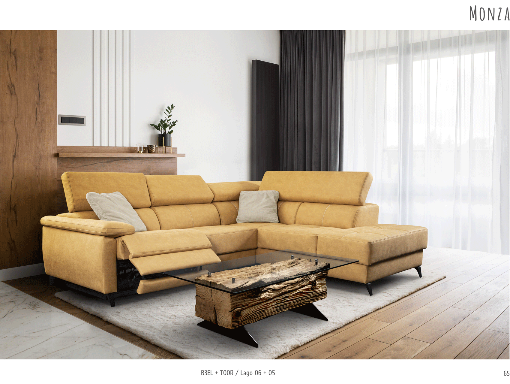 Living Room Furniture Rugs Monza Sectional w/Recliner