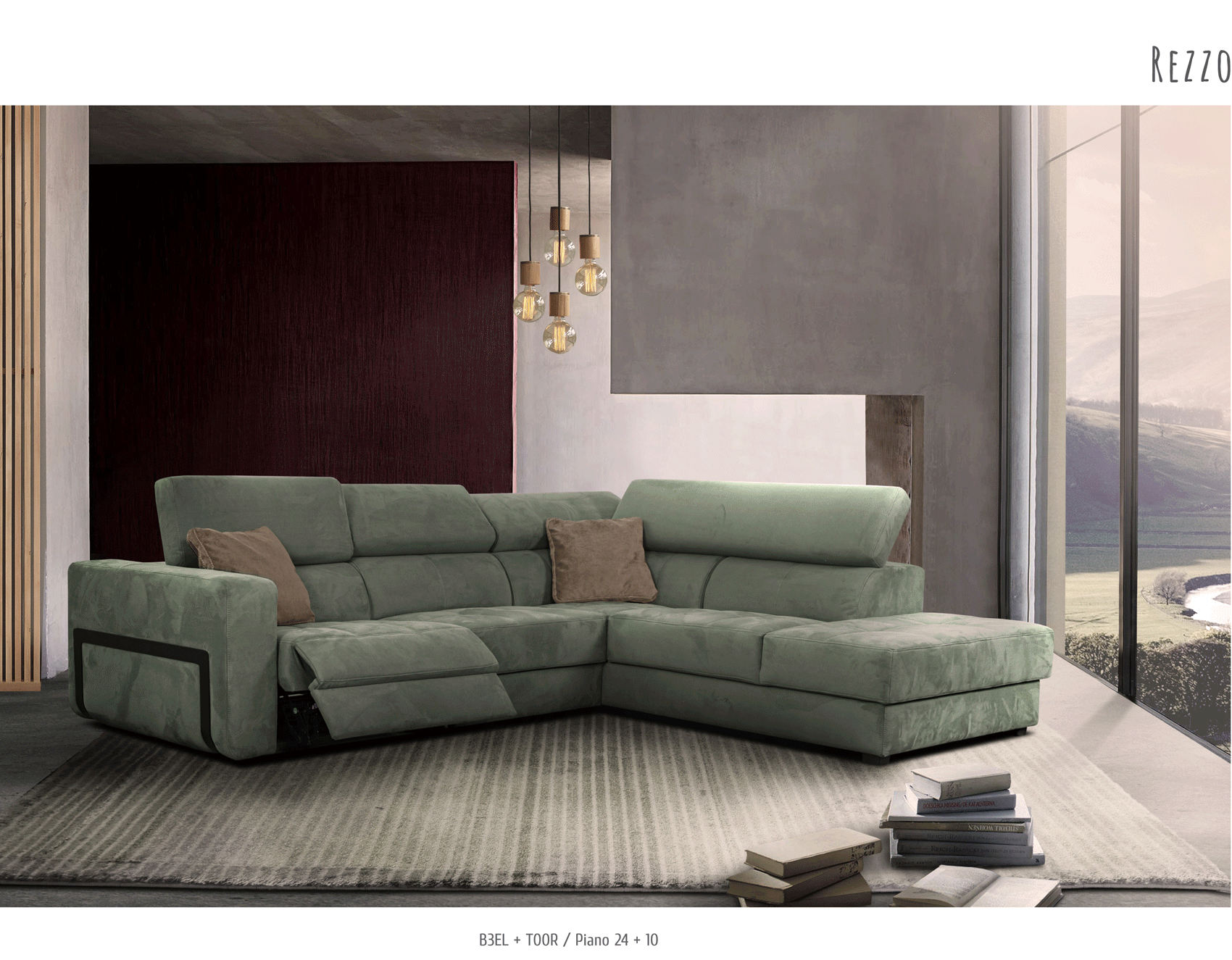 Living Room Furniture Rugs Rezzo Sectional w/Recliner