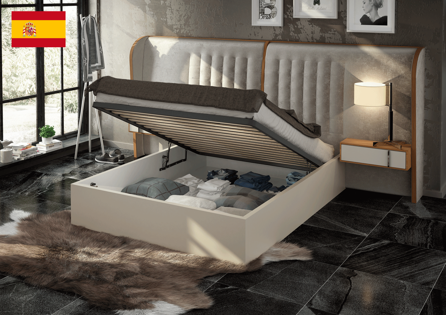 Bedroom Furniture Nightstands Cadiz Bedroom, Made in Spain