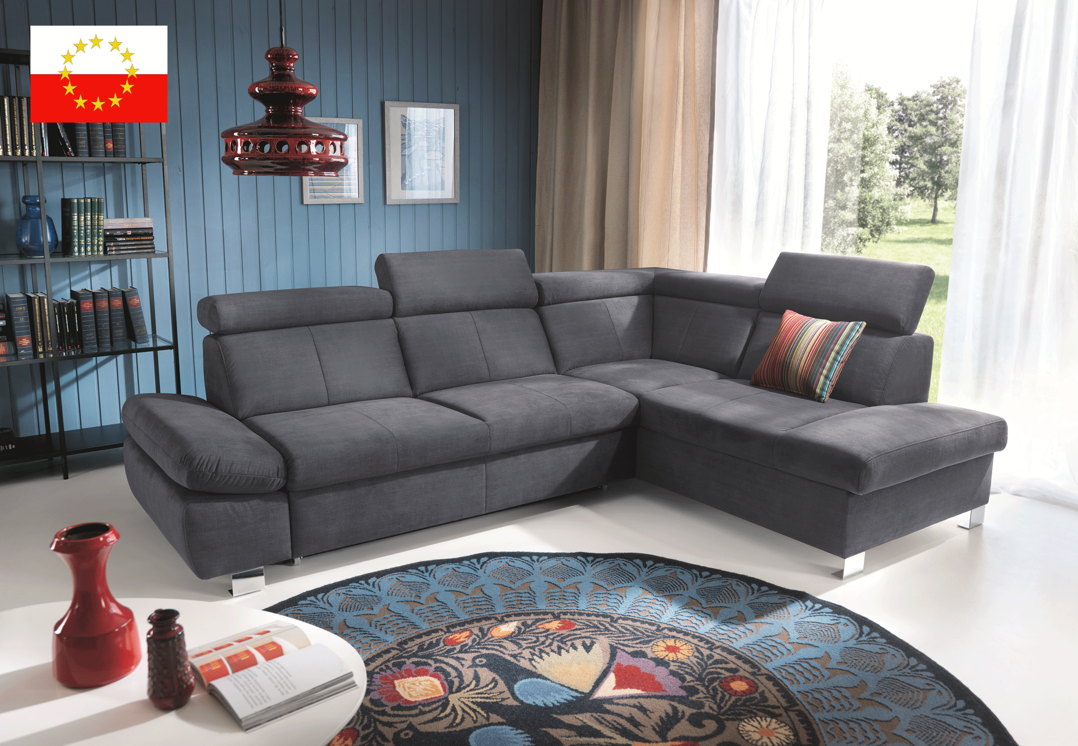 Living Room Furniture Sleepers Sofas Loveseats and Chairs Happy Sectional w/Bed & Storage