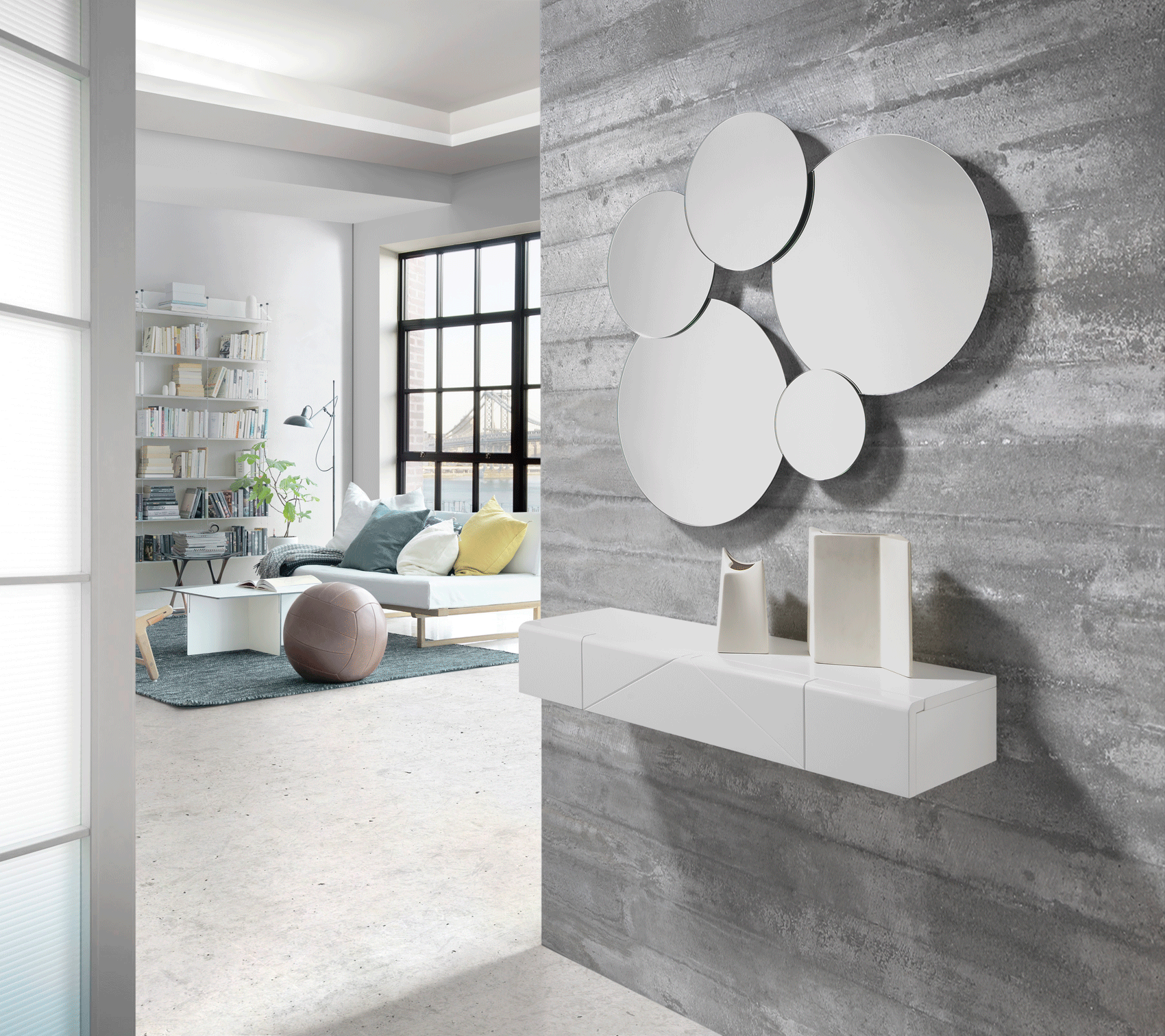 Brands Arredoclassic Living Room, Italy Tiku Mirror and Mia Console
