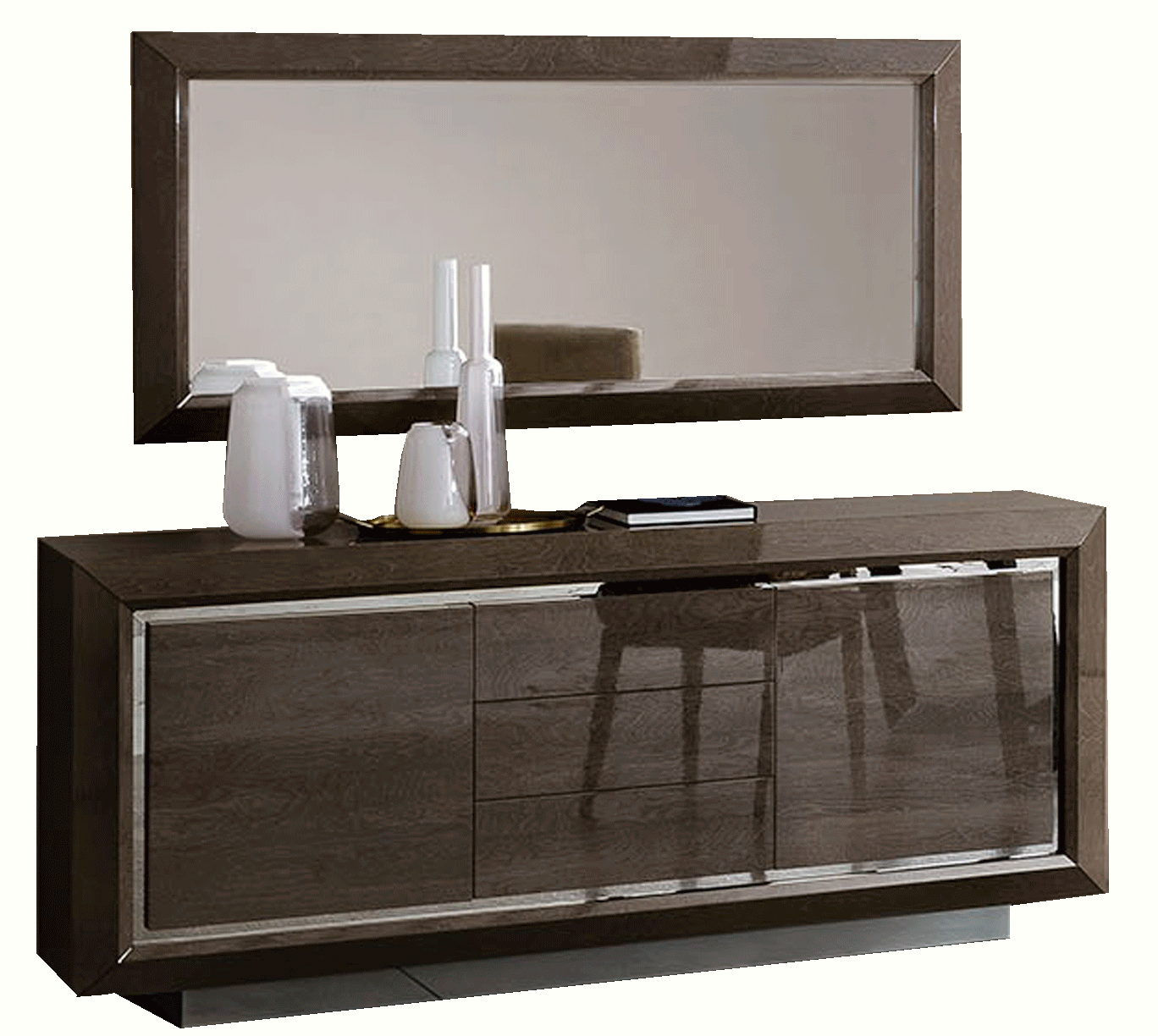 Wallunits Entertainment Centers Elite Buffet w/Mirror Silver Birch