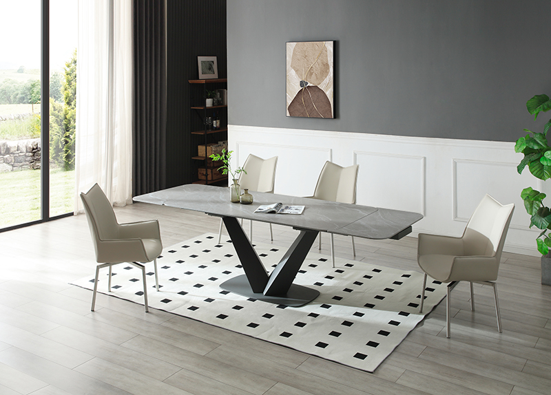 Clearance Dining Room Cloud Table with 1218 swivel grey taupe chairs
