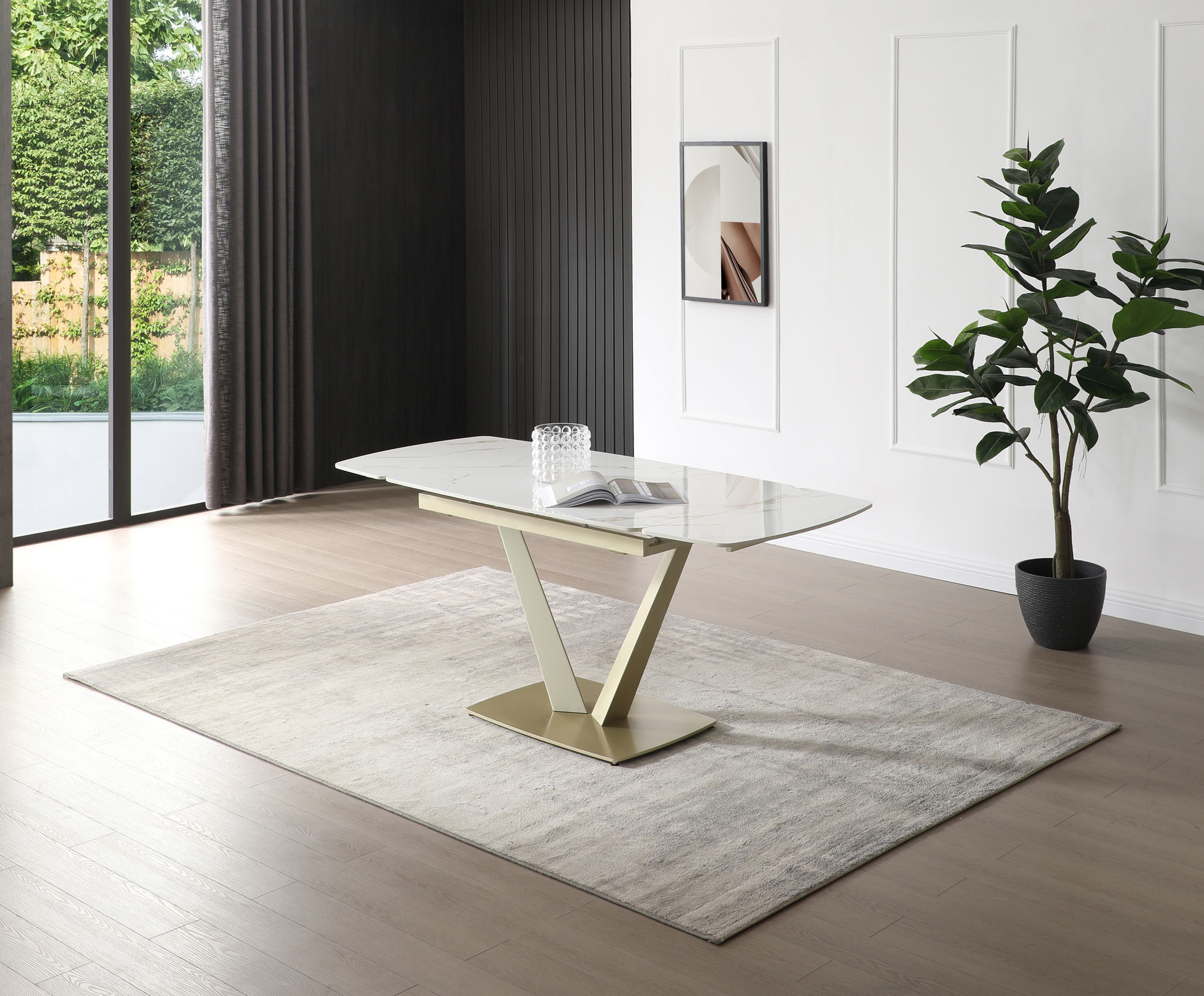 Dining Room Furniture Marble-Look Tables 109 Golden Dining Table