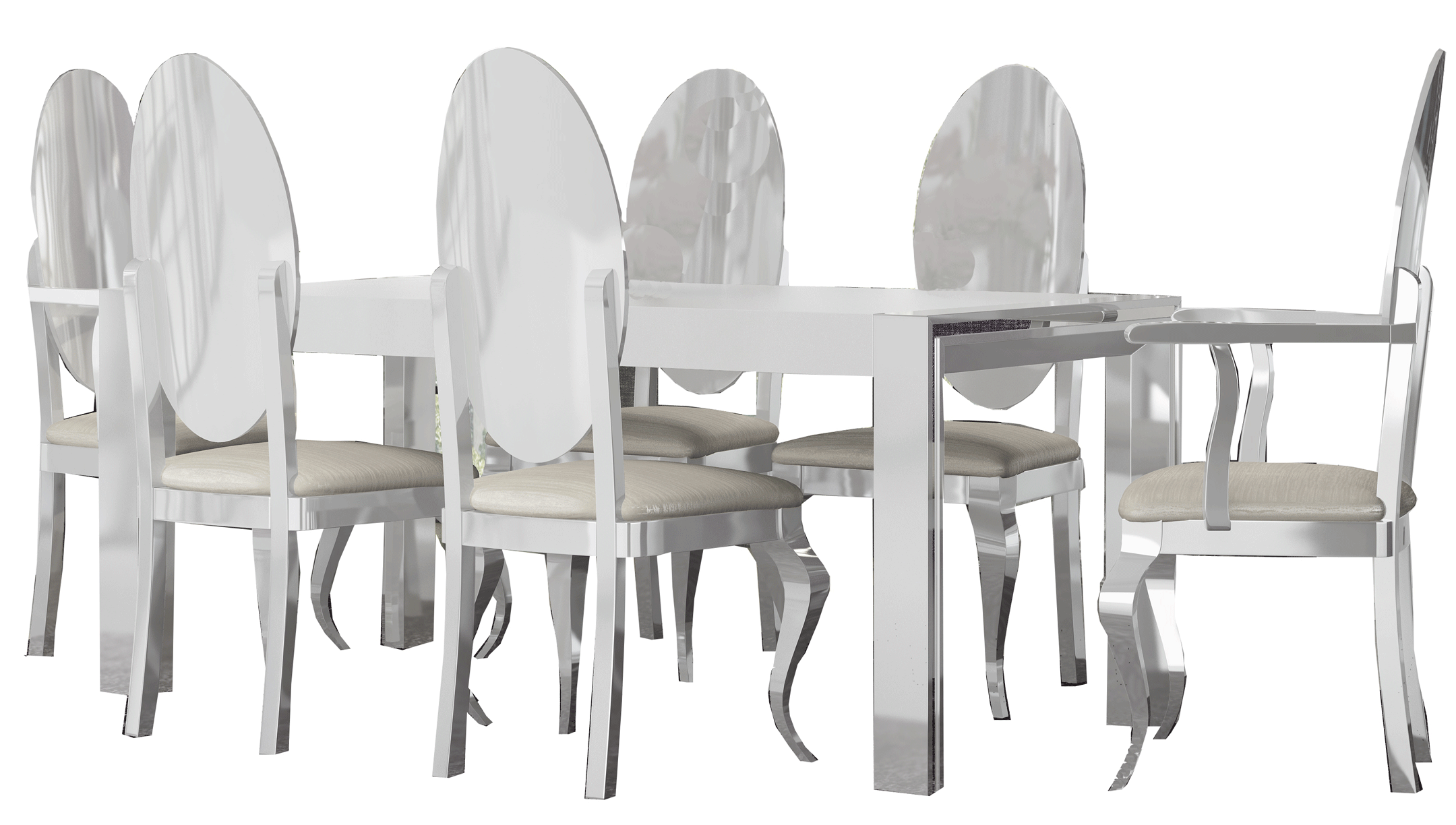 Bedroom Furniture Mirrors Carmen White Dining Table