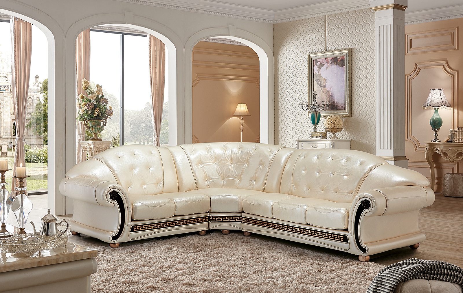 Living Room Furniture Sectionals with Sleepers Apolo Sectional Pearl