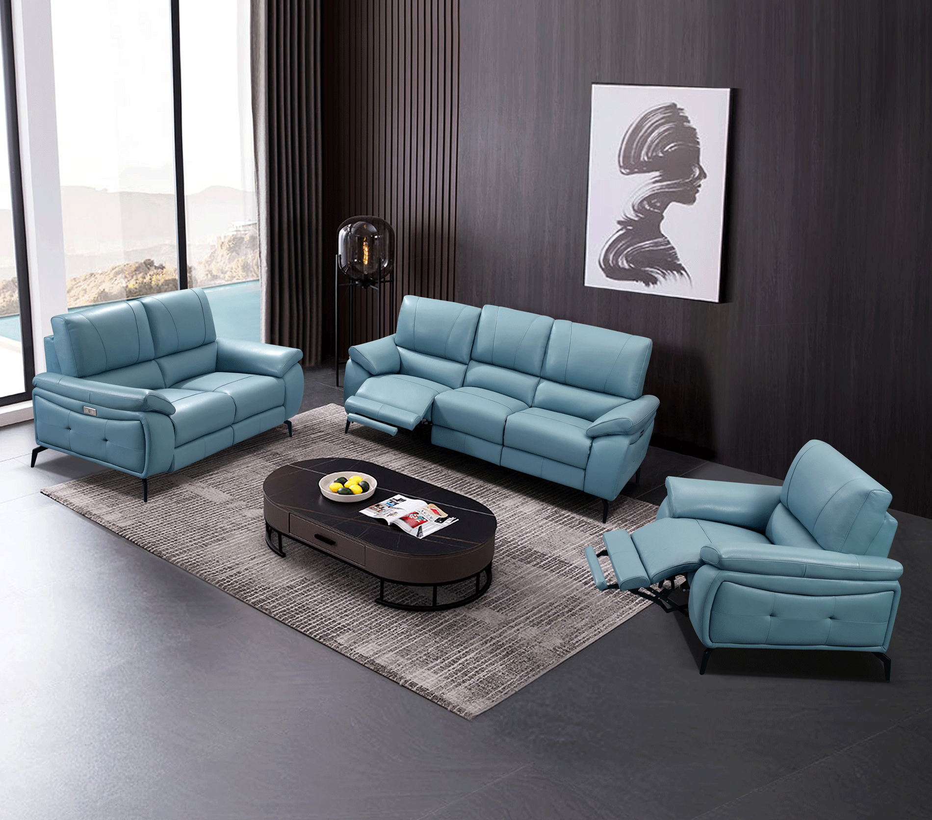 Brands ALF Capri Coffee Tables, Italy 2934 Blue w/ electric recliners