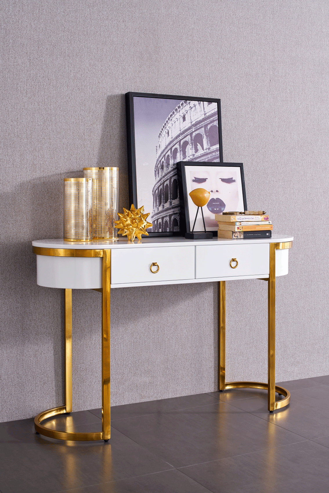 Dining Room Furniture China Cabinets and Buffets 131 Hallway Console Table White/Gold