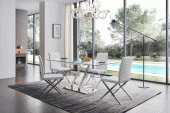 ZZ Dining Table with 85 White Chairs